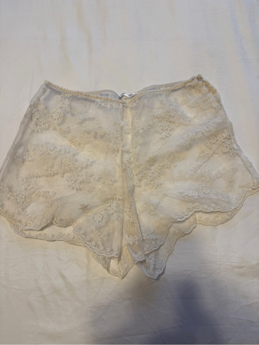 Zara Lace Trim Sheer Shorts Small